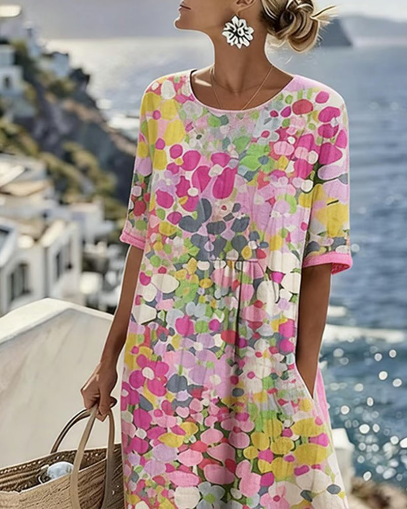 ELENA™ - Elegantes Blumenmuster Midi-Kleid für den Sommer