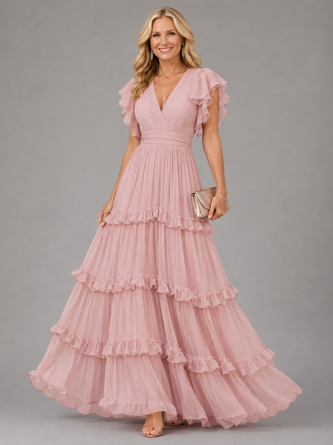 Zoe | Elegantes Hochzeitsmaxikleid in Hellrosa