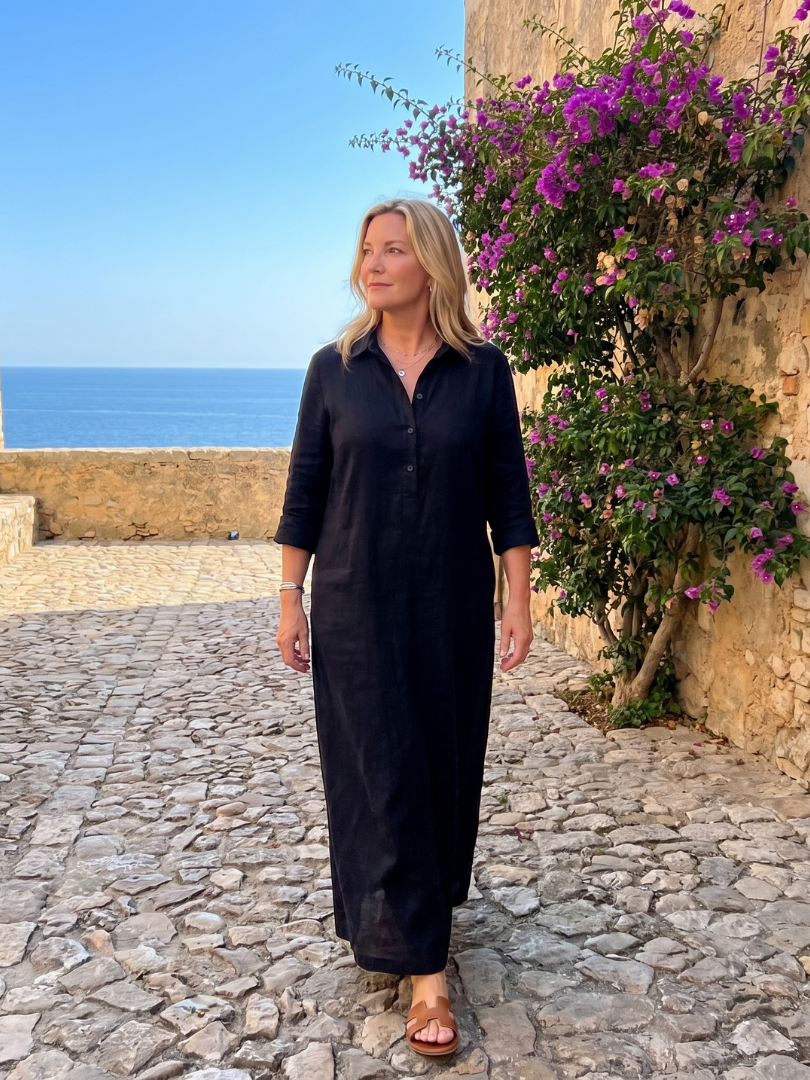 Veronica | Maxikleid mit langen Ärmeln und entspannter Silhouette