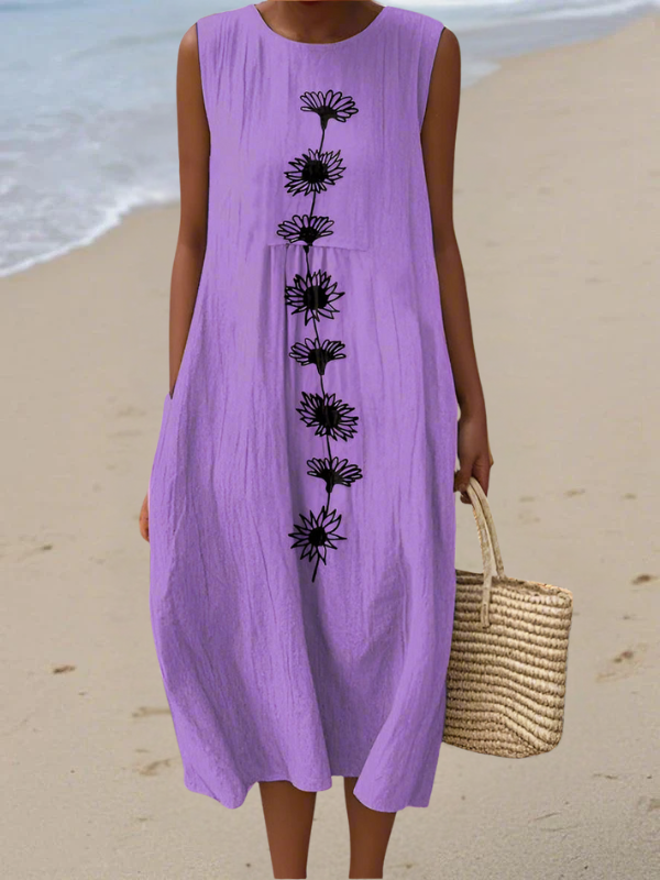 Emma™ Violette Blüte Midi Kleid