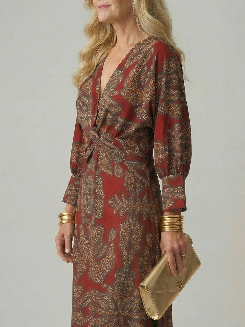 Lune | Natürlicher Wickel-Midi-Kleid