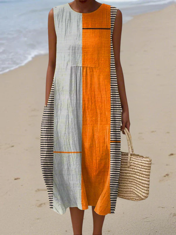 May™ Farbblock Midi Kleid