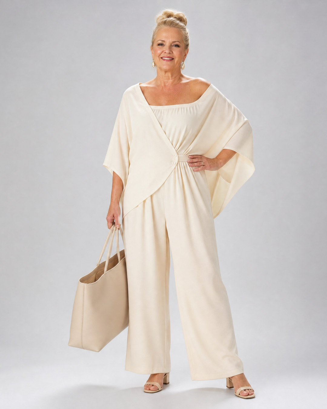 Vemrina | Drapiertes Off-Shoulder-Top und weit geschnittene Hose Set