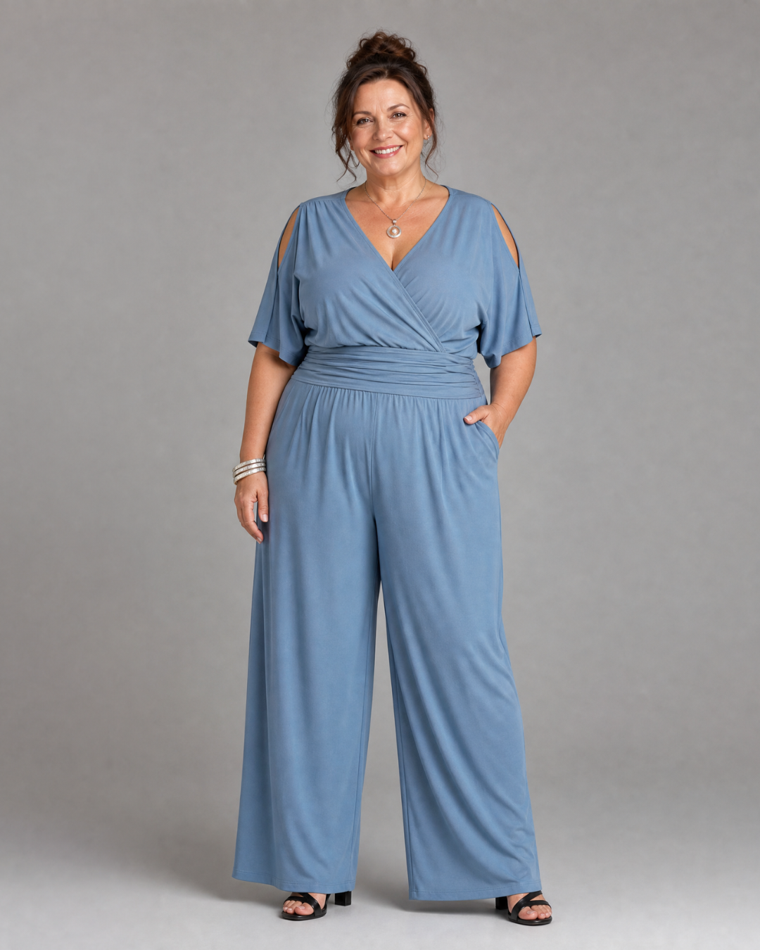 Nyxara | Cold Shoulder Wrap Tailliertes Relaxed Jumpsuit