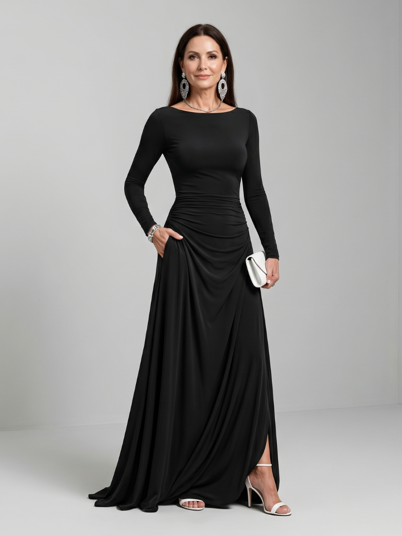 Gyram | Langärmliges Maxikleid mit Bootsausschnitt