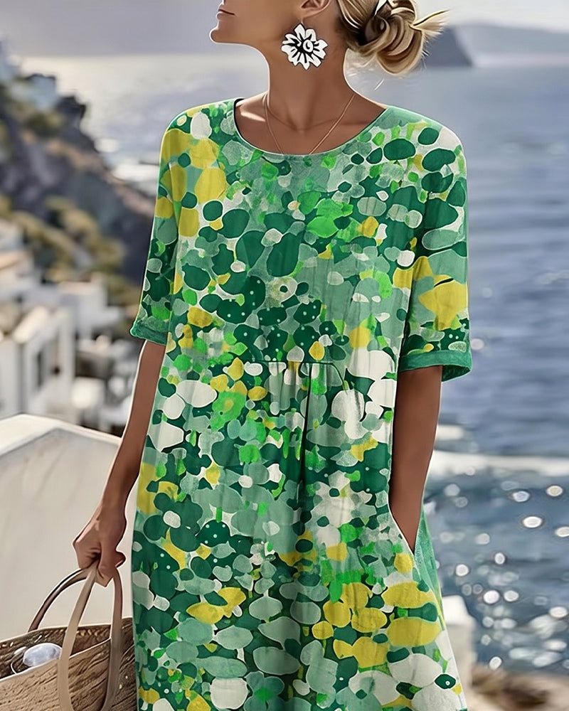 ELENA™ - Elegantes Blumenmuster Midi-Kleid für den Sommer