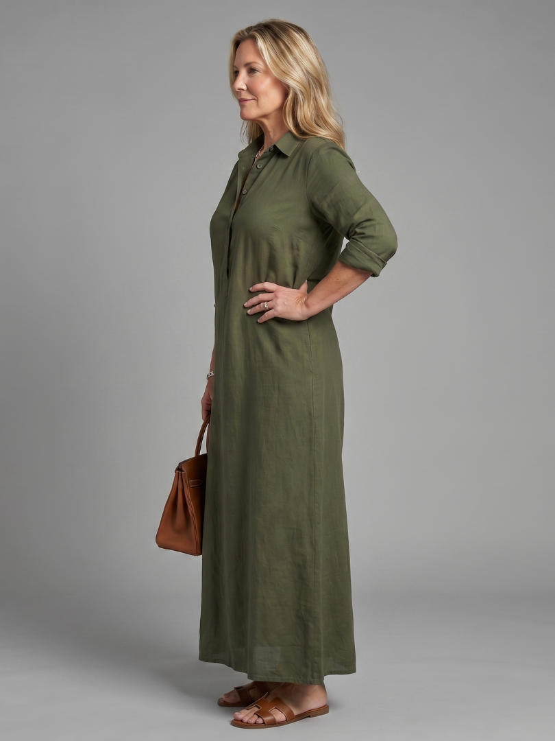 Veronica | Maxikleid mit langen Ärmeln und entspannter Silhouette
