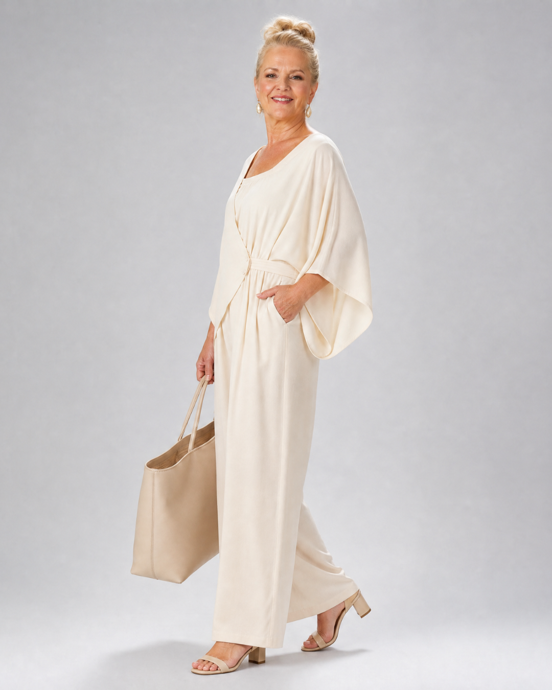 Vemrina | Drapiertes Off-Shoulder-Top und weit geschnittene Hose Set