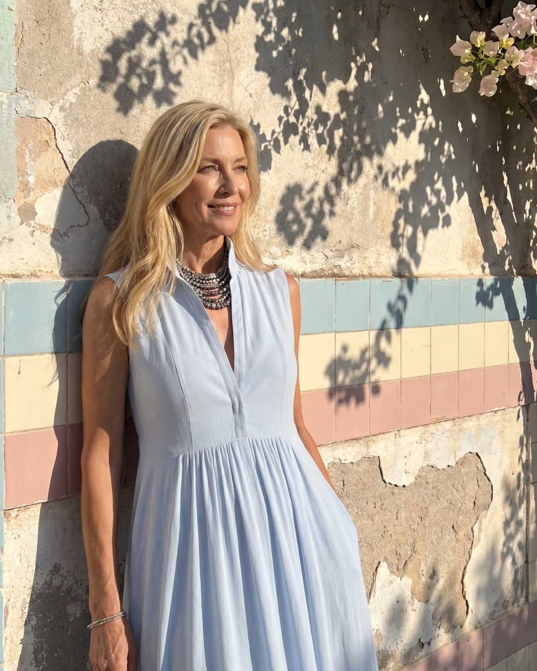 Virelia | Ärmelloses Maxikleid mit Kragen