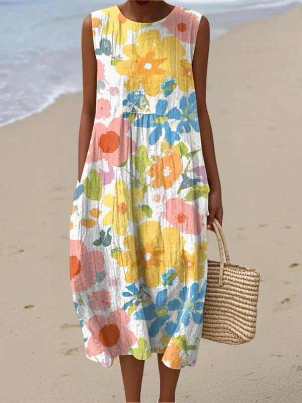 Ella™ Pastellblumen Midi-Kleid