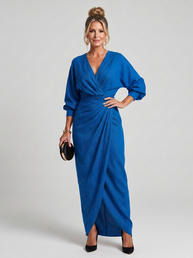 Fable | Midi-Kleid mit langen Ärmeln und Wickel-Overlap-Rock