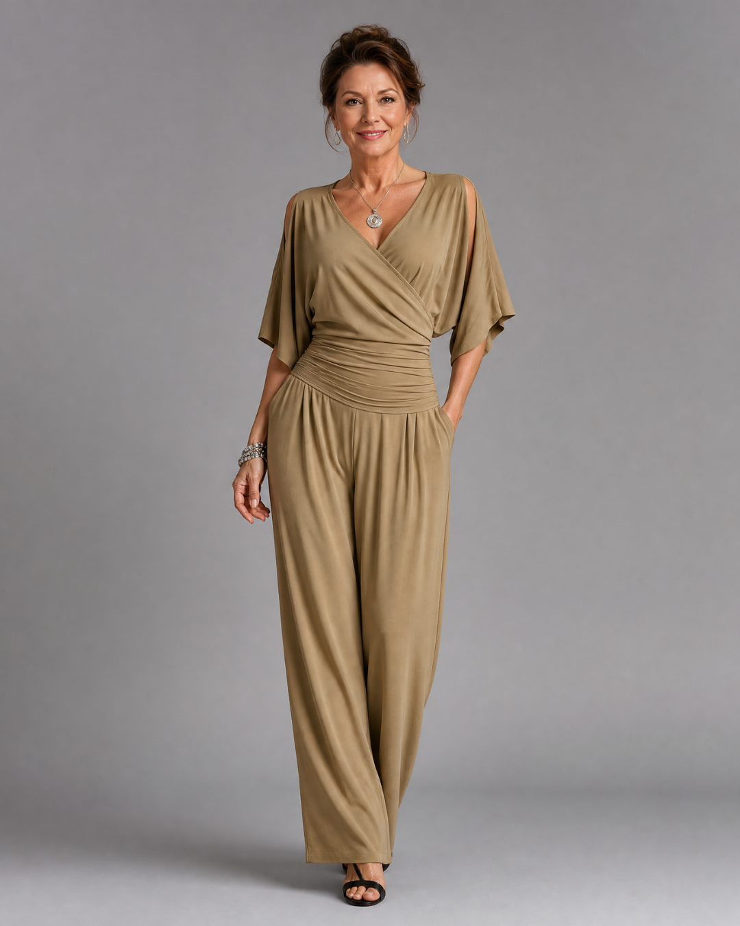 Nyxara | Cold Shoulder Wrap Tailliertes Relaxed Jumpsuit