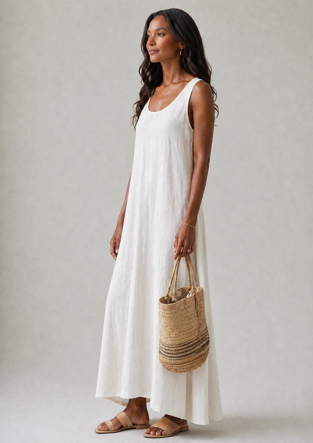 Ismera | Ärmelloses Rundhals-Midi-Kleid