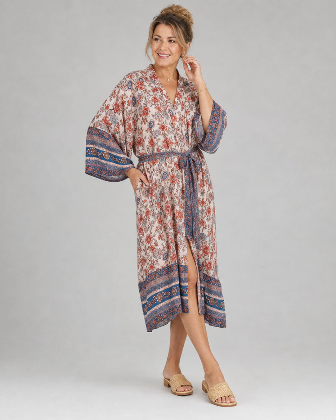 Miralyn | Florale Satin-Wickel-Loungerobe