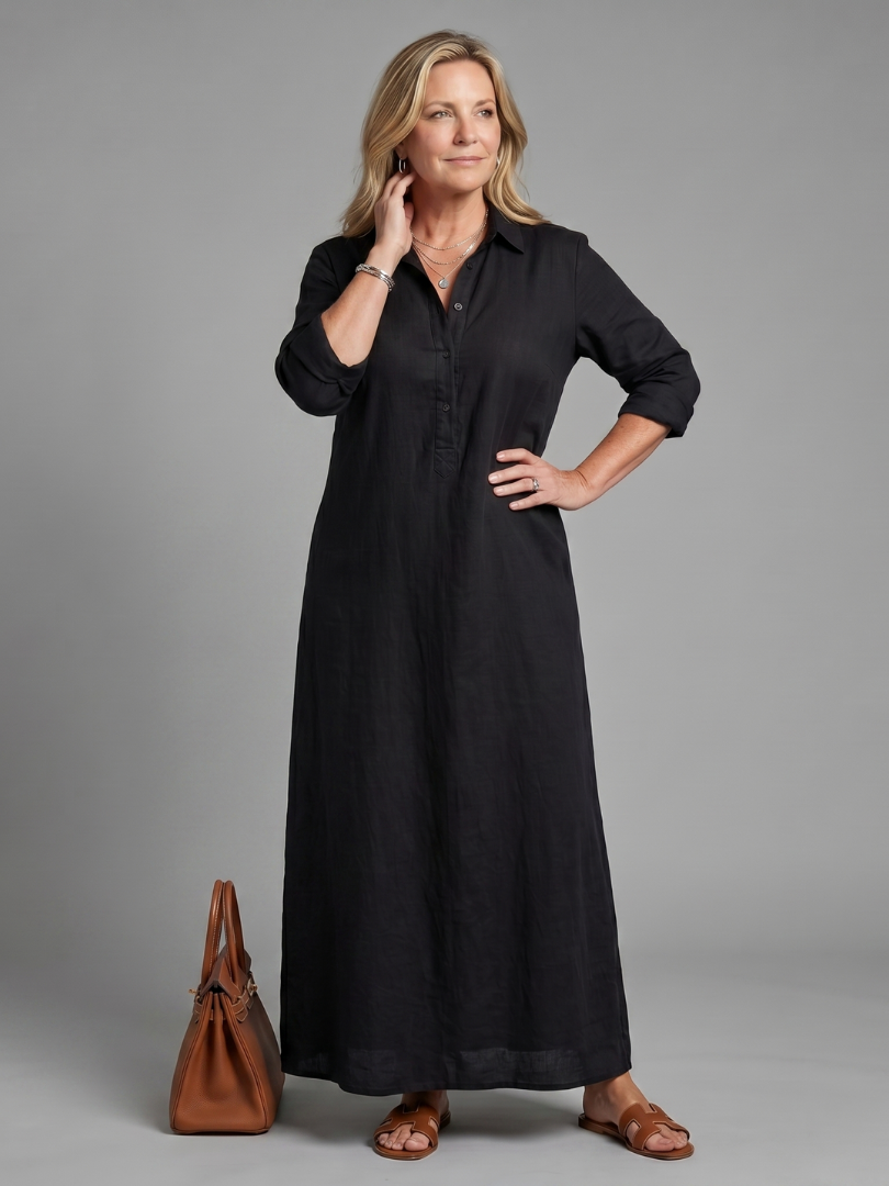 Veronica | Maxikleid mit langen Ärmeln und entspannter Silhouette