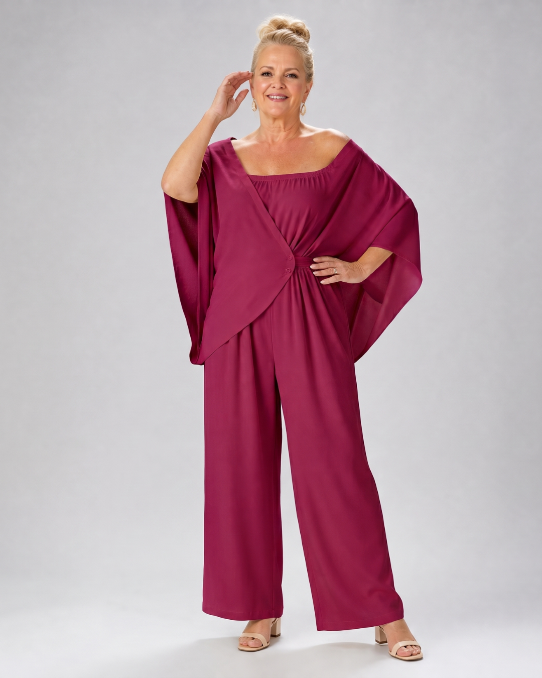 Vemrina | Drapiertes Off-Shoulder-Top und weit geschnittene Hose Set