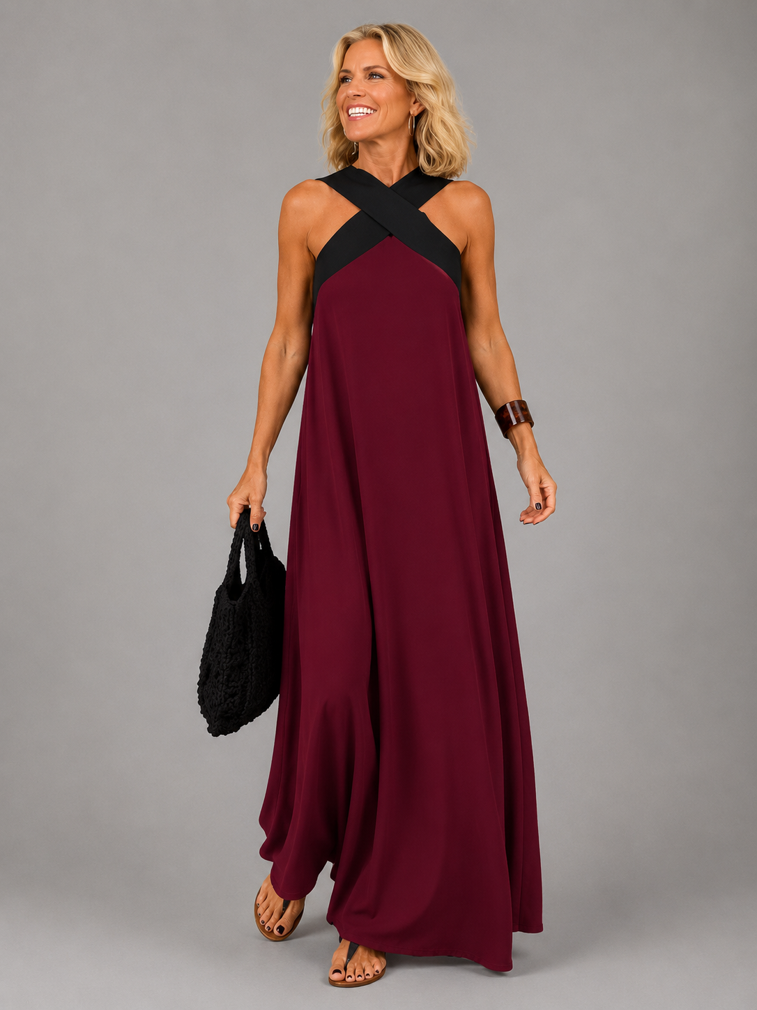 Velora™ | Kreuz Eleganz Maxikleid