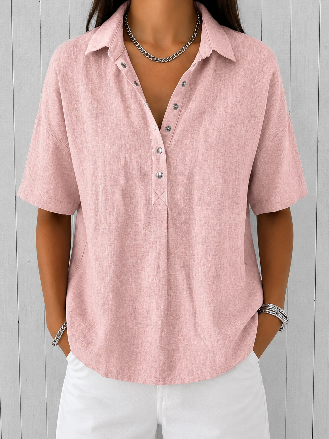 Ava | Bluse mit Kragen und Knopf