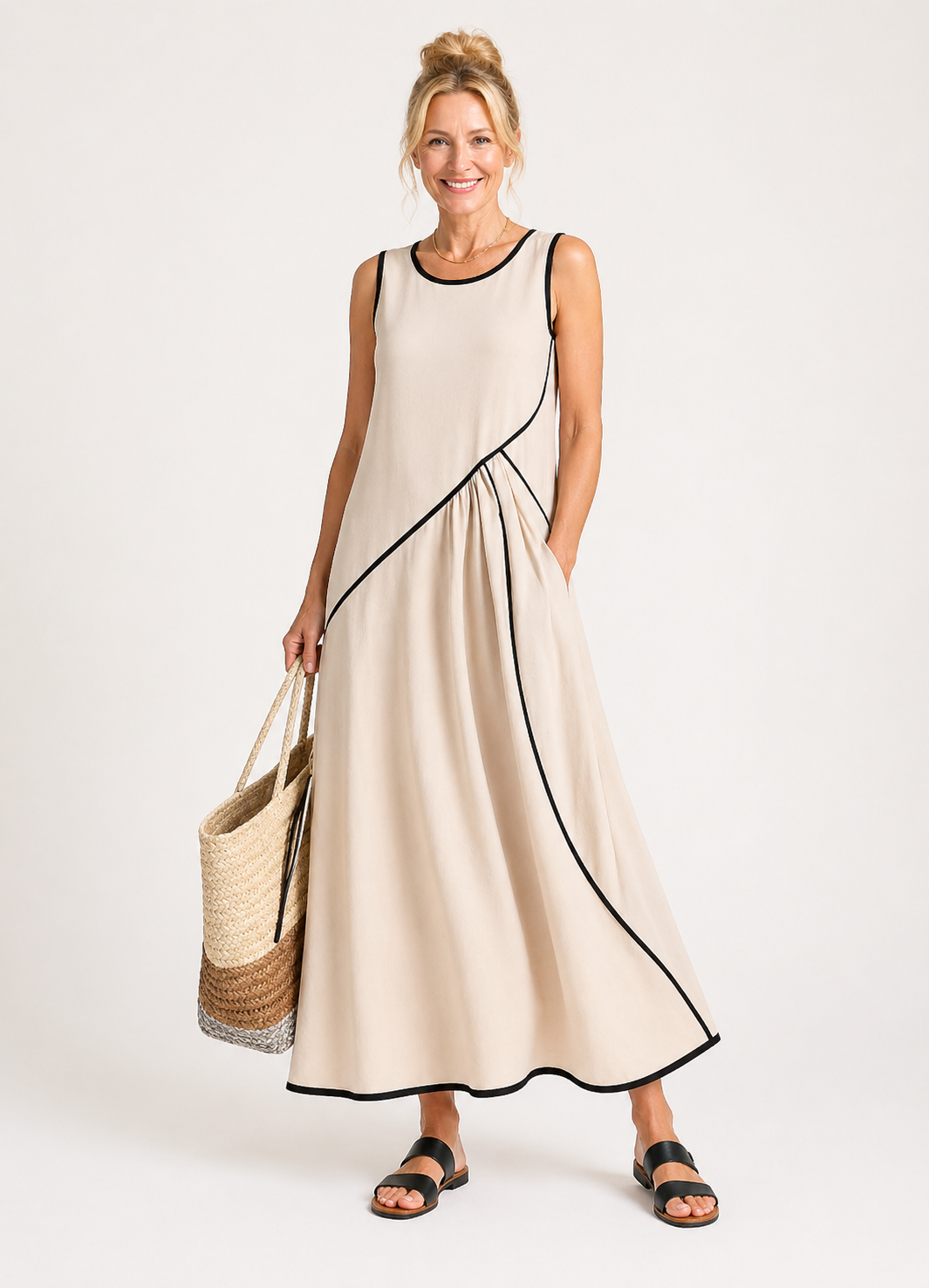 Soleia | Ärmelloses Maxikleid mit Rundhalsausschnitt