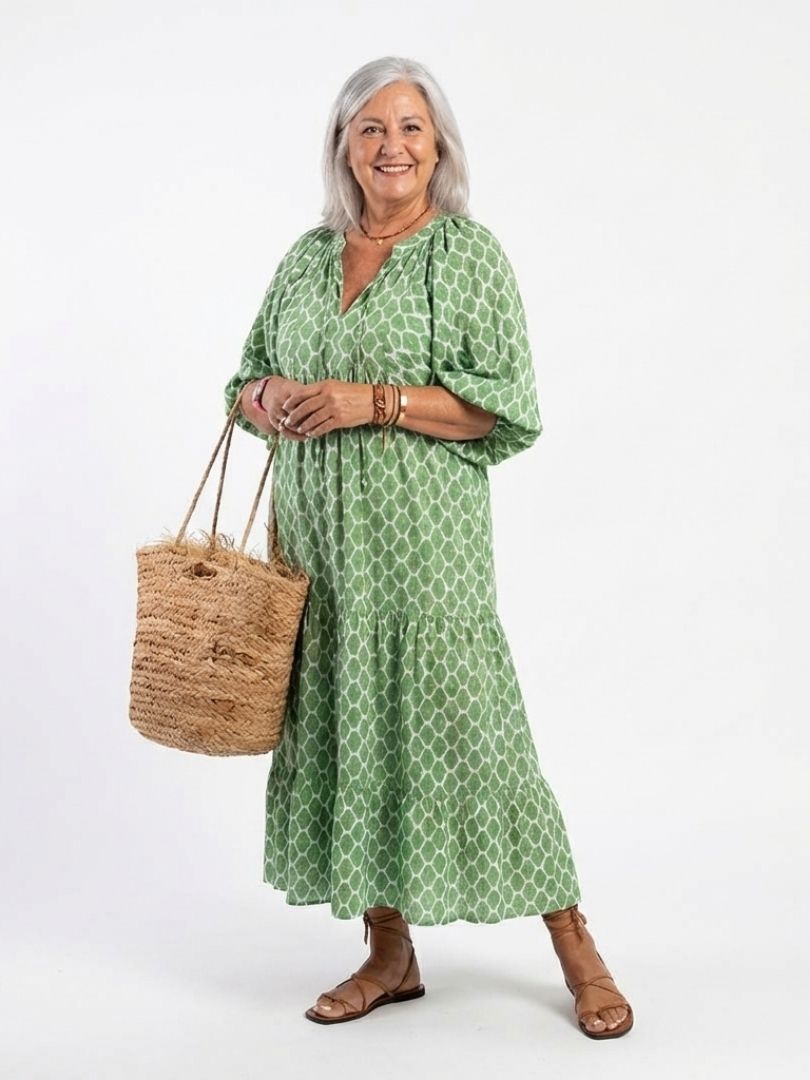 Apolline | Midikleid mit dreiviertel Ärmeln und V-Ausschnitt