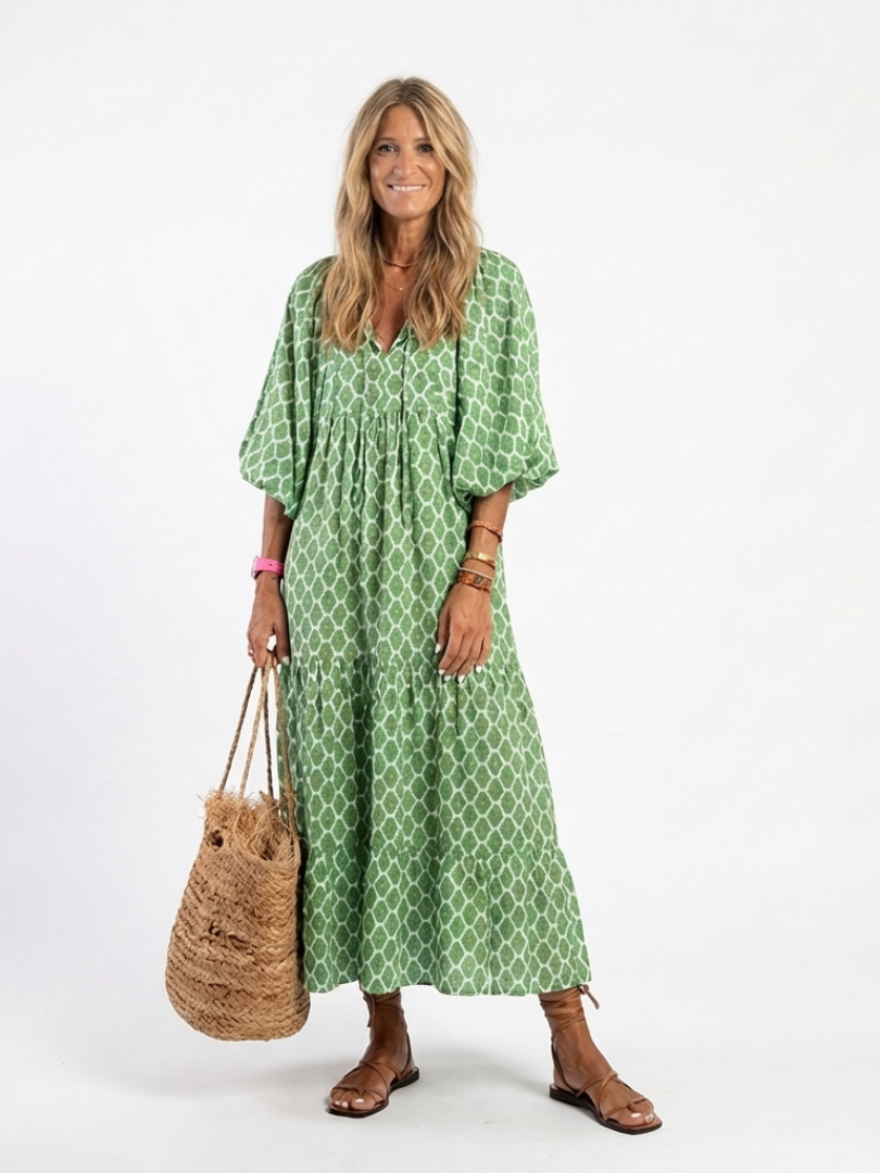 Apolline | Midikleid mit dreiviertel Ärmeln und V-Ausschnitt