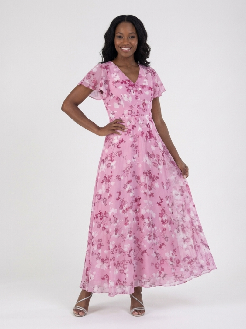 Ismeria | Floral Chiffon Maxikleid
