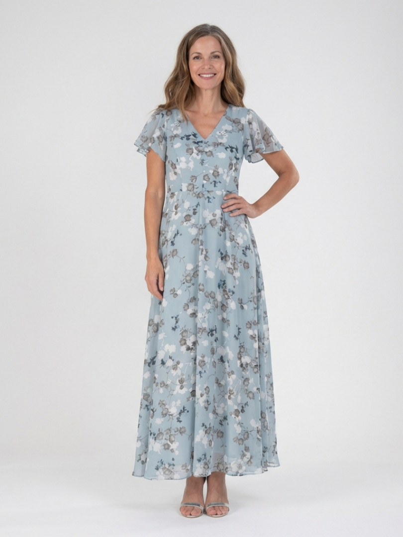 Ismeria | Floral Chiffon Maxikleid