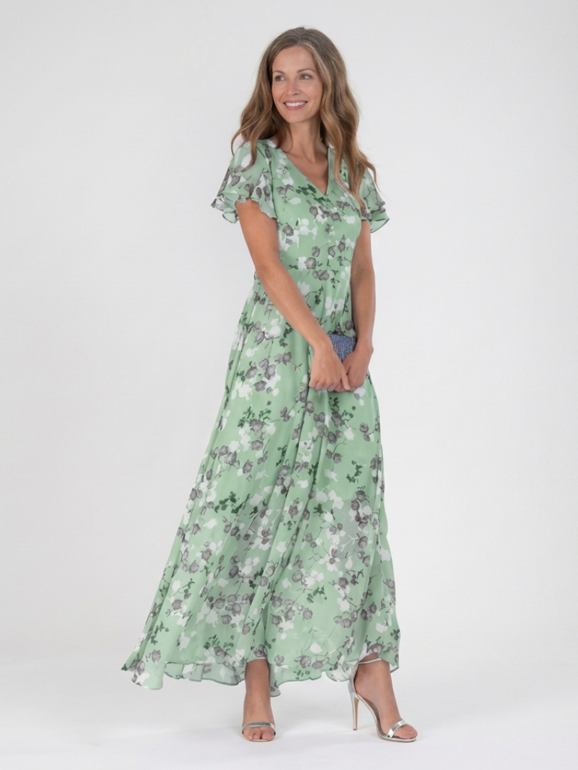 Ismeria | Floral Chiffon Maxikleid
