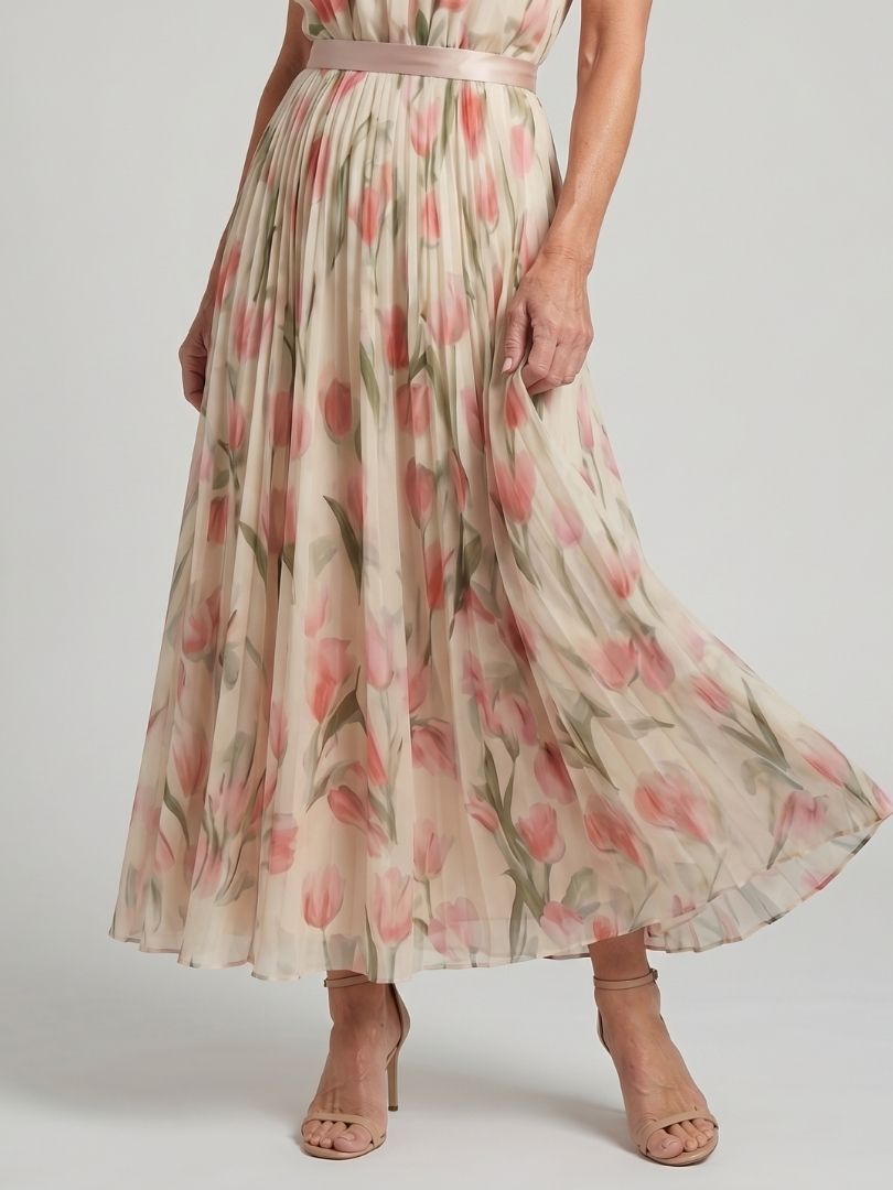 Aurelle | Halterneck Blumen Midi Kleid