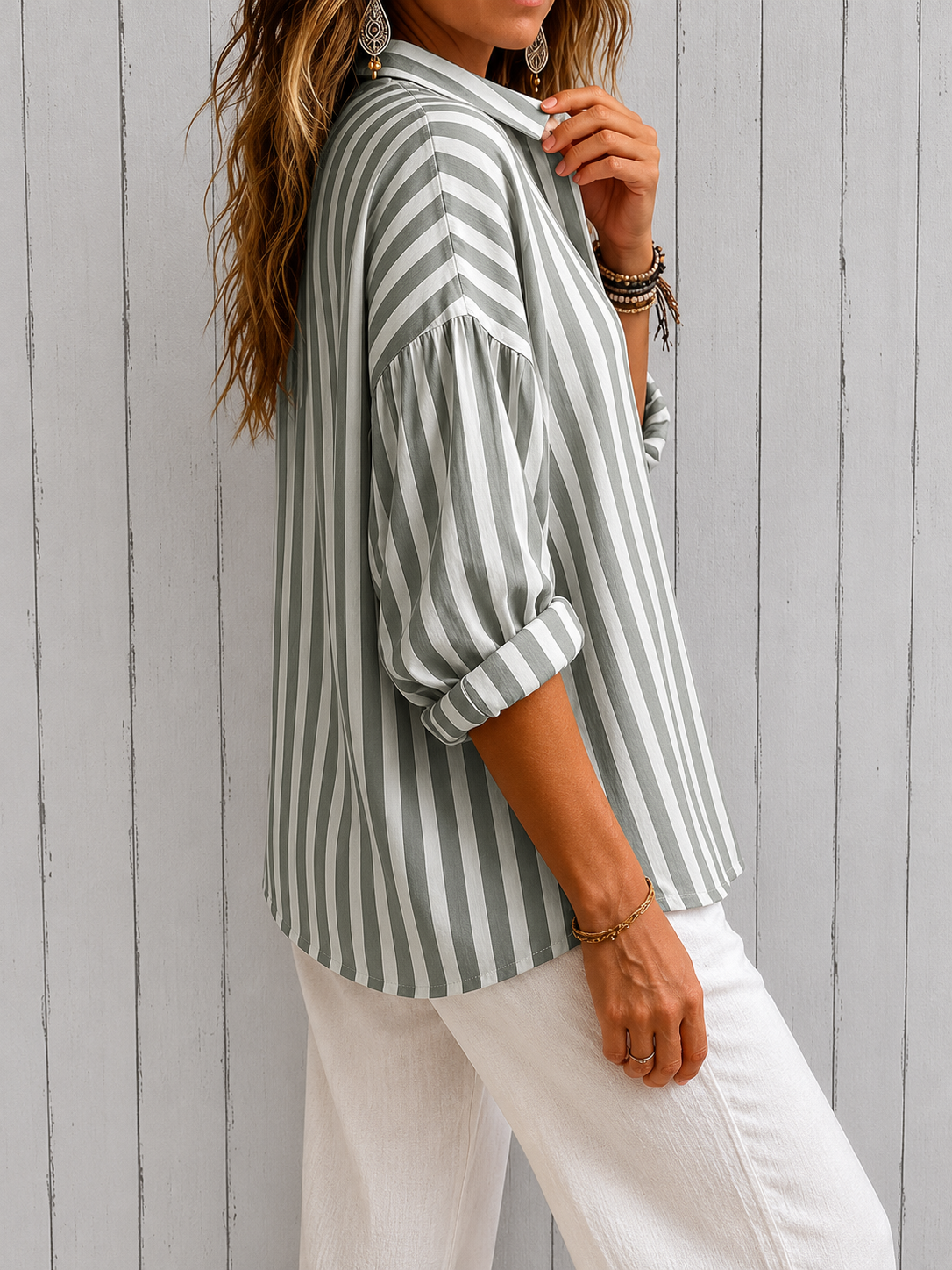 Nora | Lockere gestreifte Bluse mit Kragen