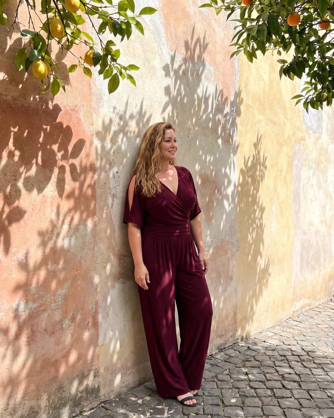 Nyxara | Cold Shoulder Wrap Tailliertes Relaxed Jumpsuit