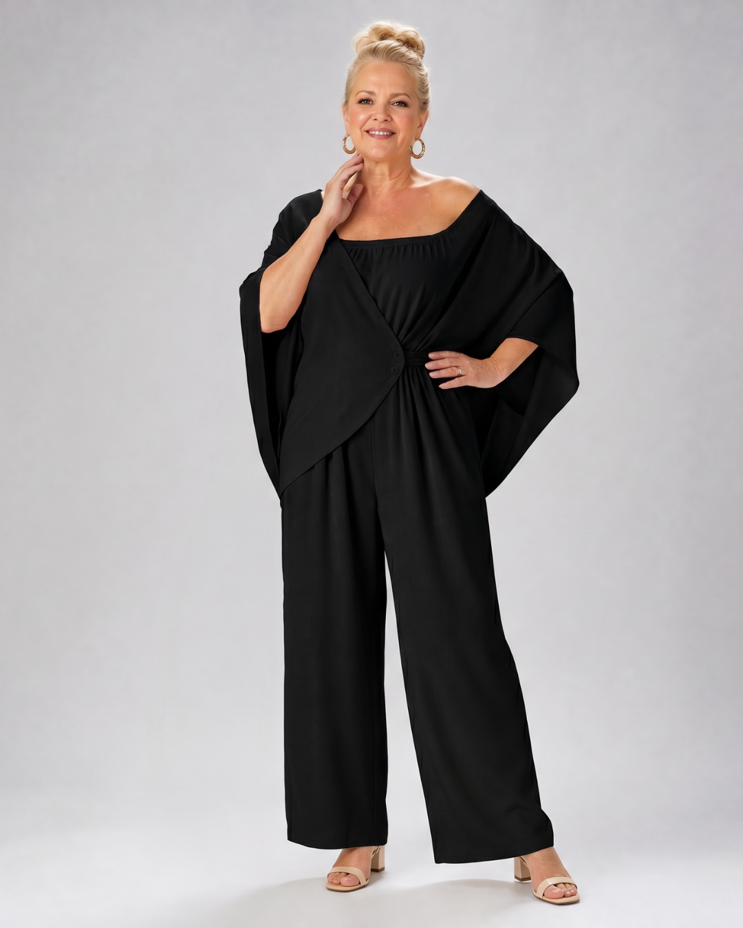 Vemrina | Drapiertes Off-Shoulder-Top und weit geschnittene Hose Set