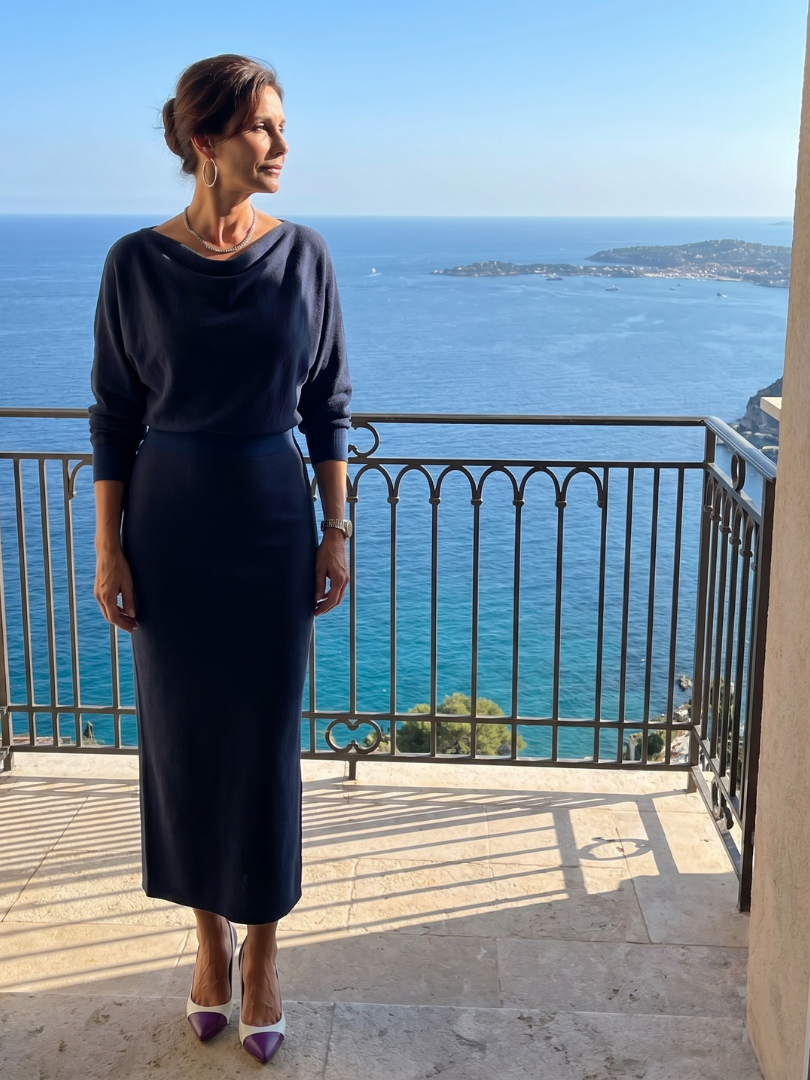 Romy | Drapierter Ausschnitt Enges Midi-Kleid
