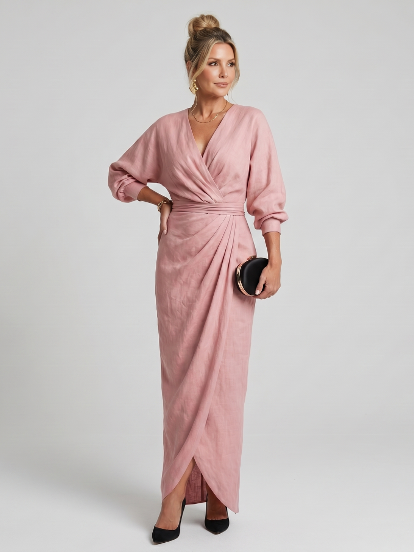 Fable | Midi-Kleid mit langen Ärmeln und Wickel-Overlap-Rock