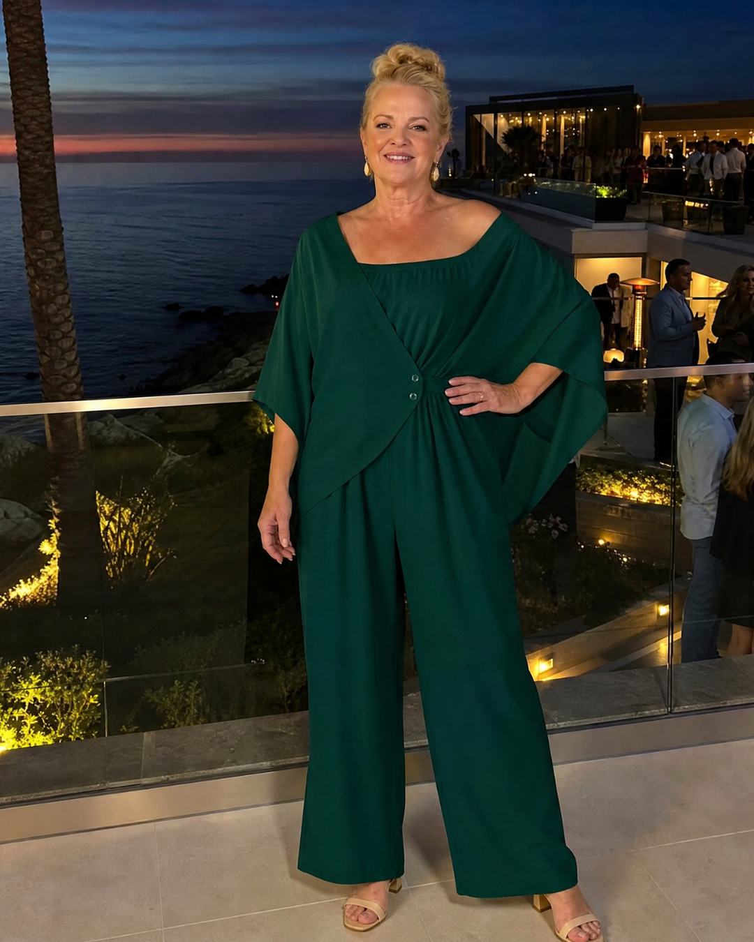 Vemrina | Drapiertes Off-Shoulder-Top und weit geschnittene Hose Set