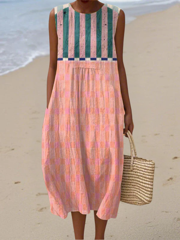 Lily™ Gestreiftes Pastell-Midi-Kleid