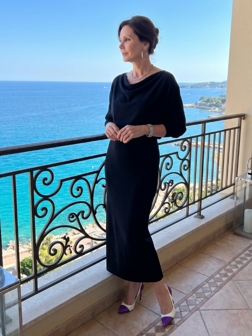 Romy | Drapierter Ausschnitt Enges Midi-Kleid