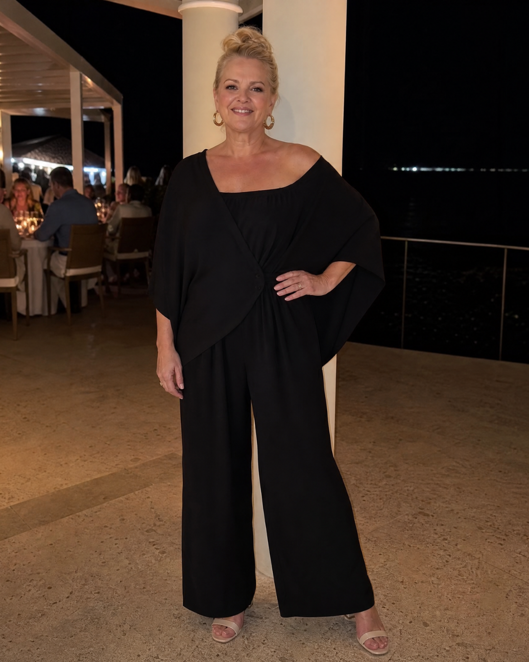 Vemrina | Drapiertes Off-Shoulder-Top und weit geschnittene Hose Set