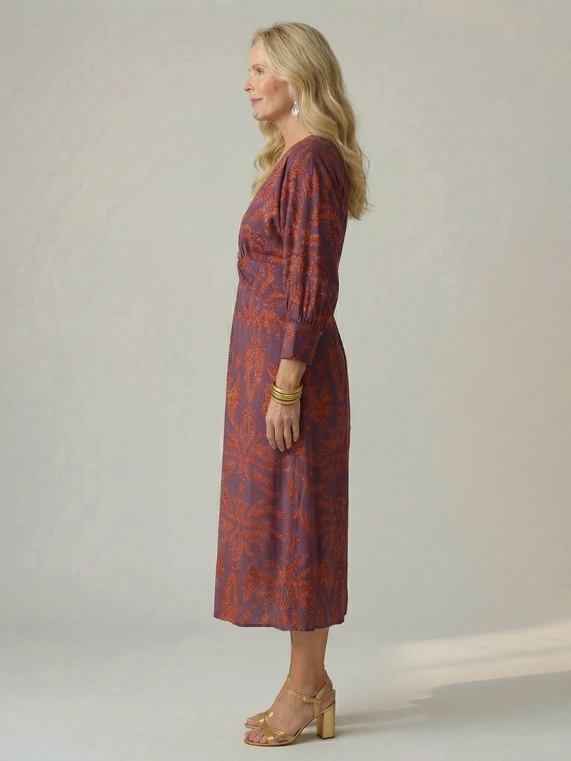 Lune | Natürlicher Wickel-Midi-Kleid