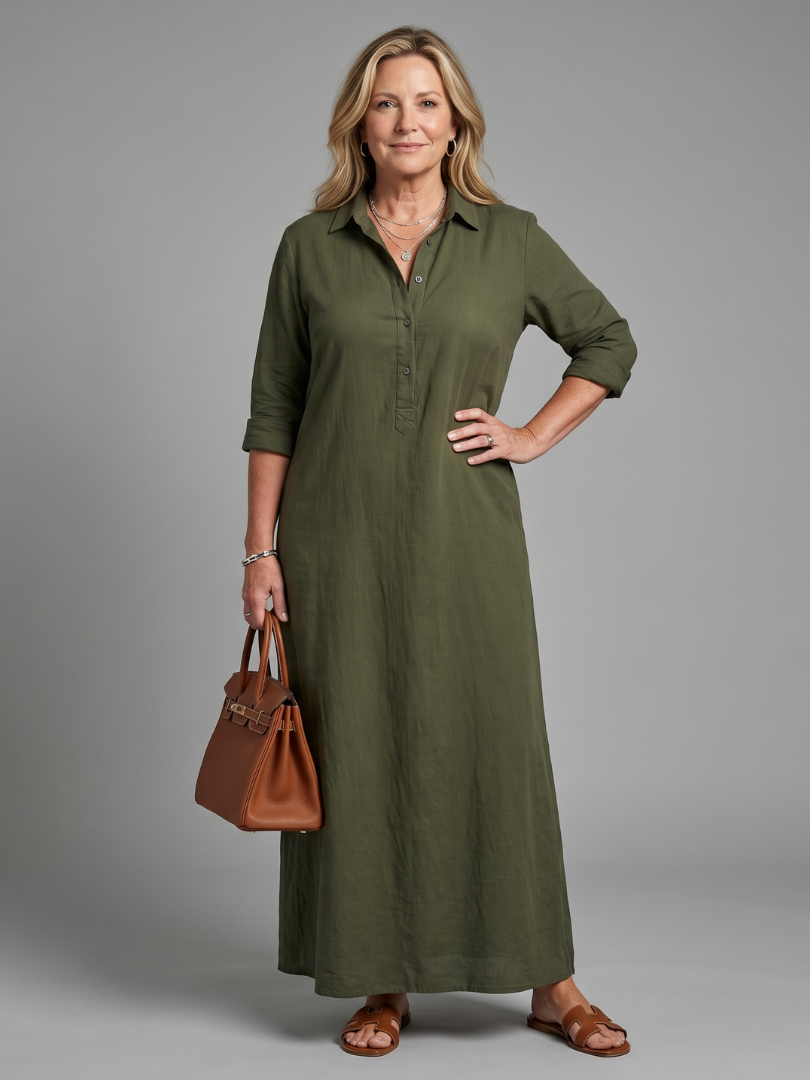 Veronica | Maxikleid mit langen Ärmeln und entspannter Silhouette
