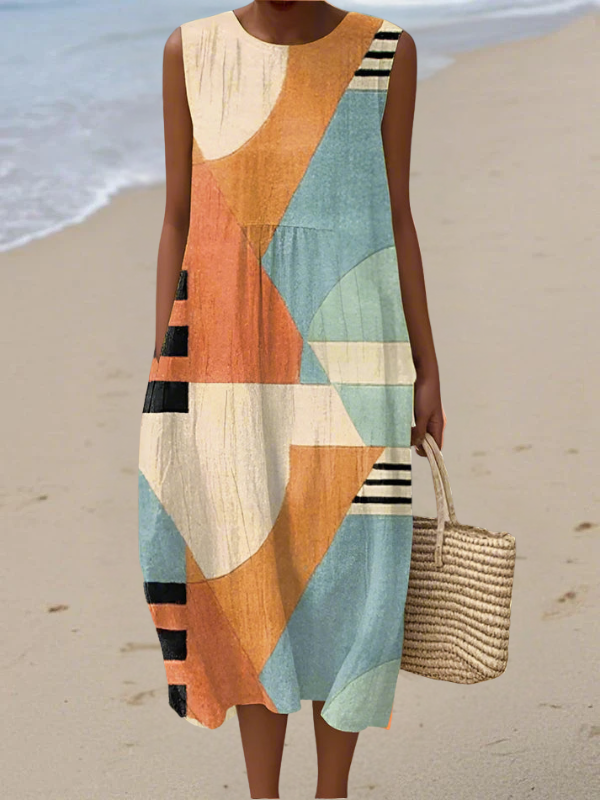 Iris™ Geometrisches Midi-Kleid