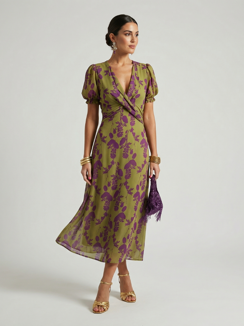 Virel | Entspanntes Blumenkleid Midi
