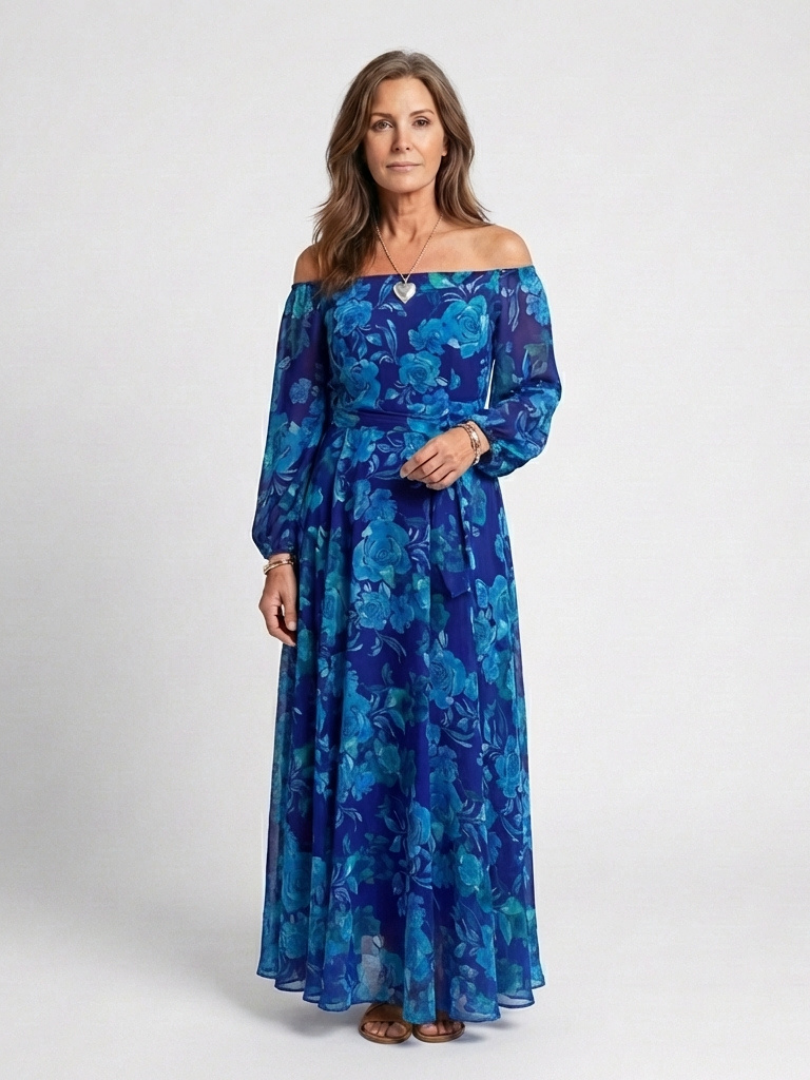 Aspen | Off-Shoulder Floral Maxi-Kleid