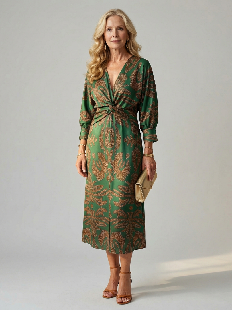 Lune | Natürlicher Wickel-Midi-Kleid