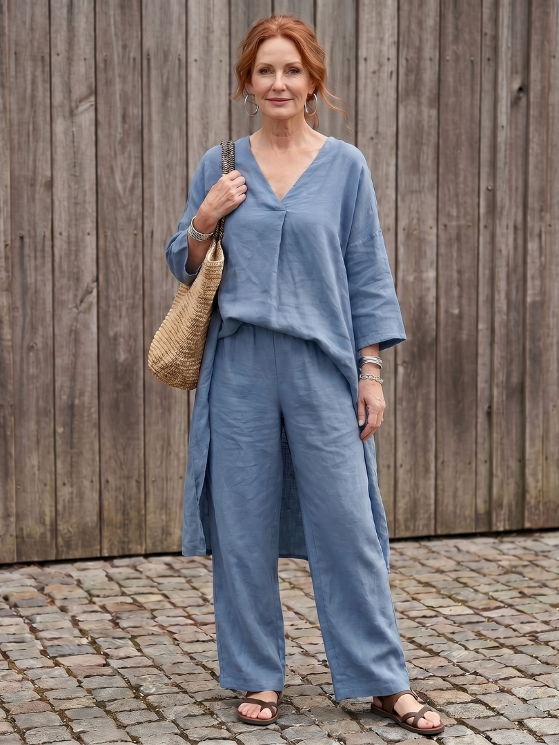 Onyx | Lockeres Tunika-Oberteil mit weitem Hosen-Set