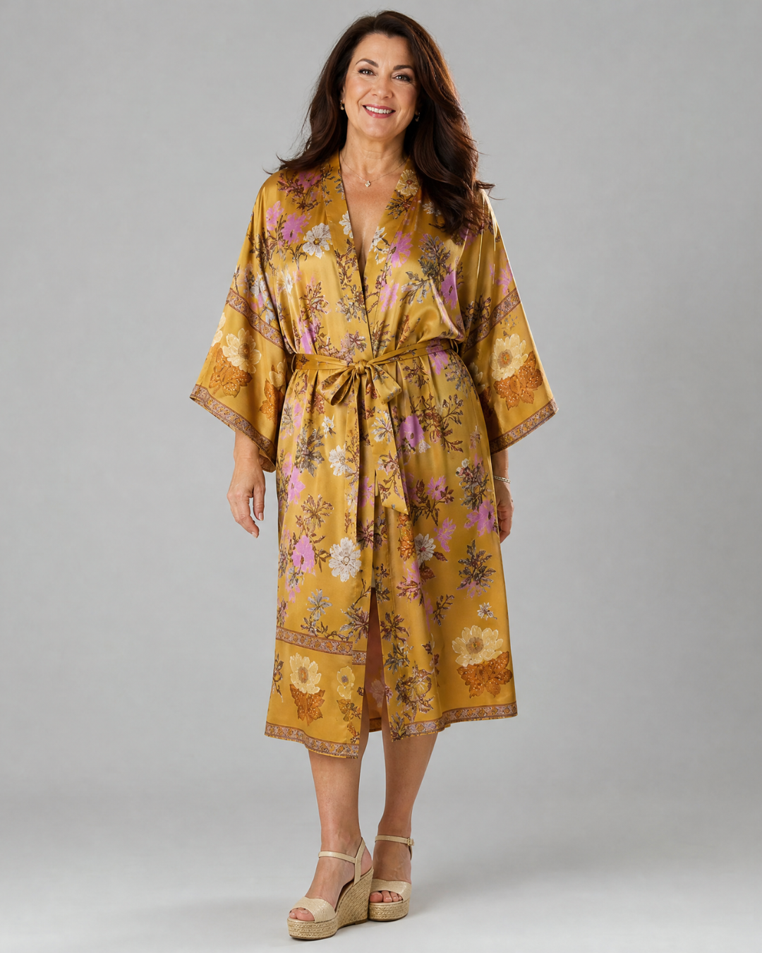 Miralyn | Florale Satin-Wickel-Loungerobe