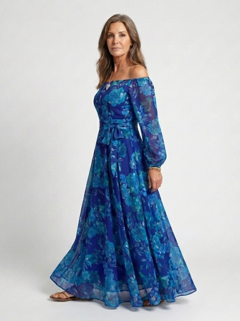 Aspen | Off-Shoulder Floral Maxi-Kleid