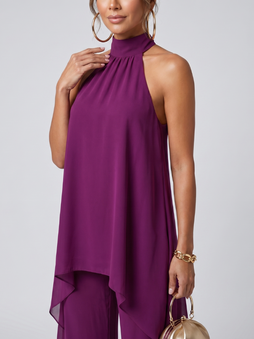 Zareen | Asymmetrisches Tunika-Top mit weitem Hosen-Set