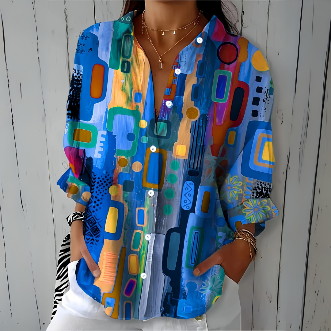 Catalina | Lebendige künstlerische Bluse mit Knopfleiste