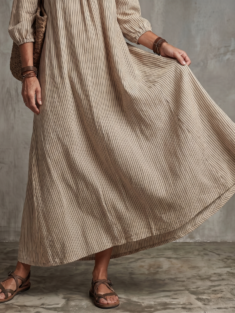 Euphemia | Gestreiftes Off-Shoulder-Maxikleid